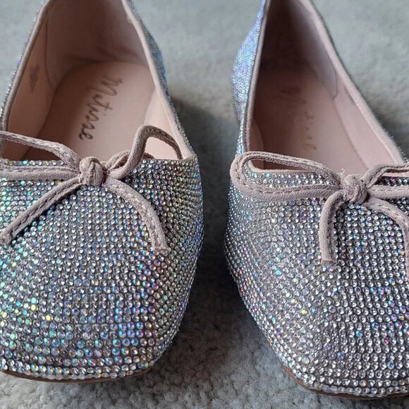 Matisse Roxy Rhinestone Ballet Flats With Bow Detail Square Toe Size 7 - Picture 7 of 8